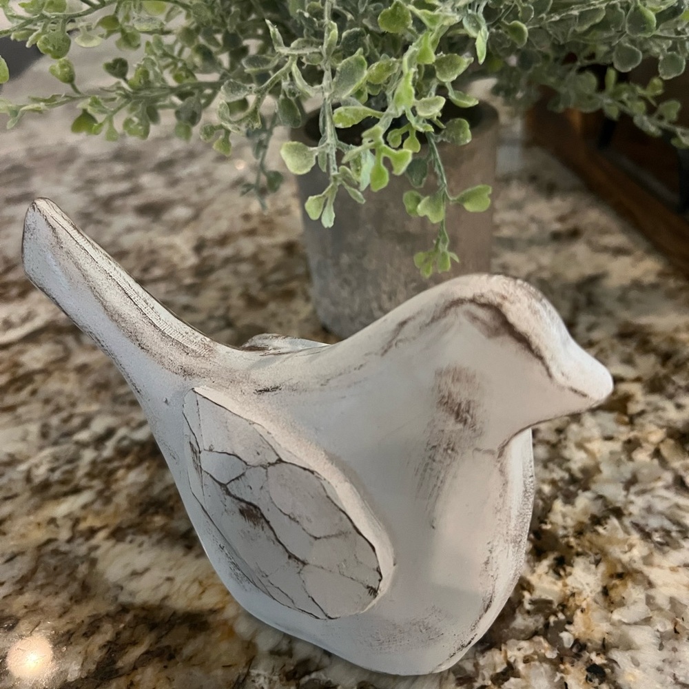 Rustic White Bird Figurine